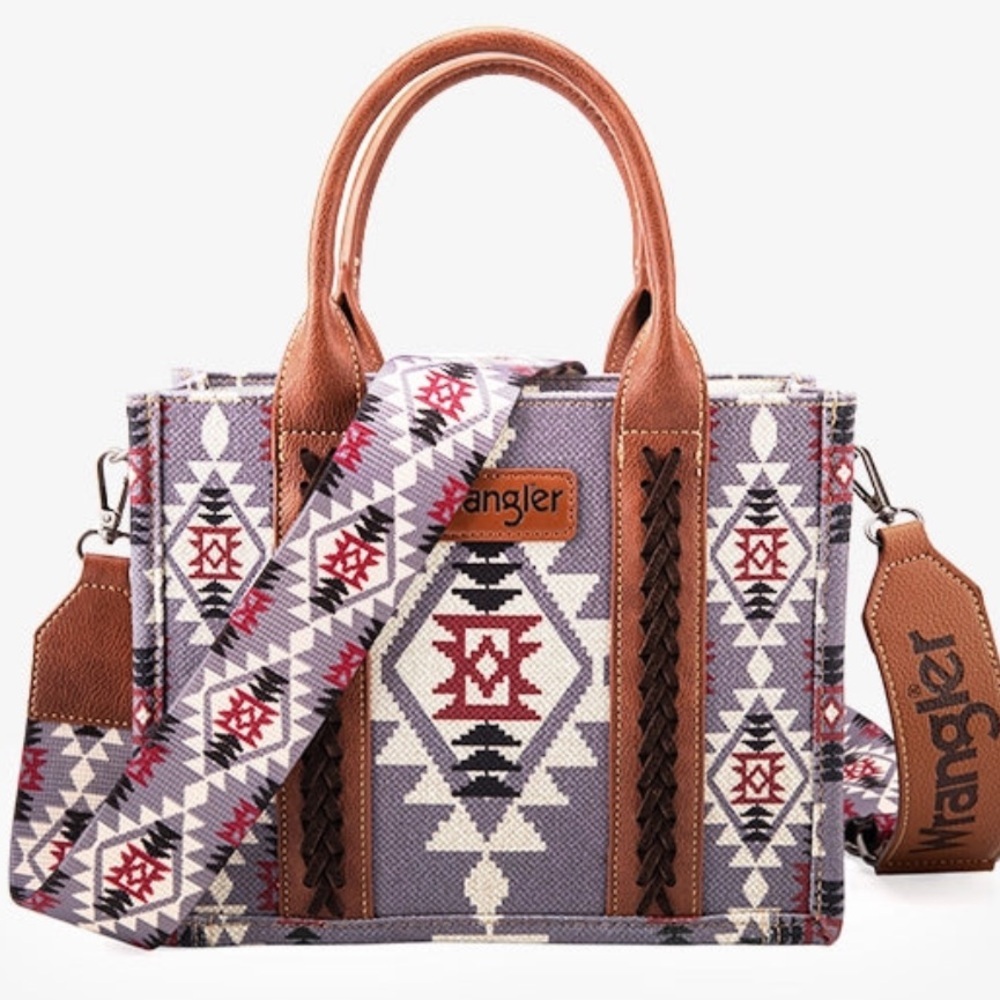 Wrangler‎ Women Aztec Southwestern Crossbody Tote Lavender Bag Purse